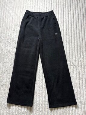 Alo Black Women's Fleece Straight Leg Sweatpants Elastic Waist Size M